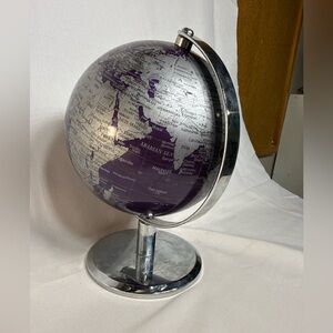Purple Decorative Desk Globe | 9” World Globe | Modern Home Decor